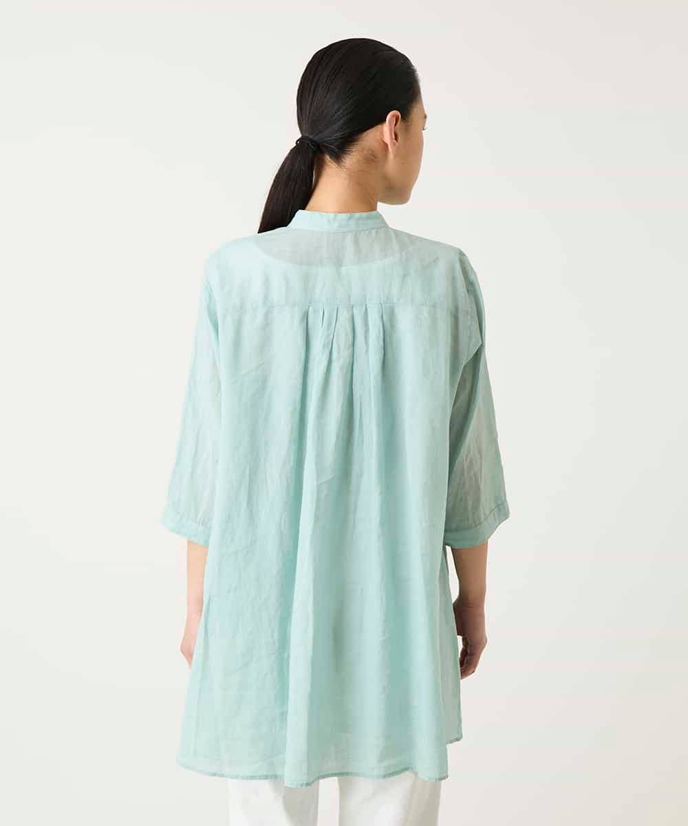 RBBFD47210 HIROKO BIS(ヒロコ ビス) ピンタックフレア麻ブラウス グリーン