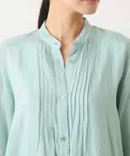 RBBFD47210 HIROKO BIS(ヒロコ ビス) ピンタックフレア麻ブラウス グリーン