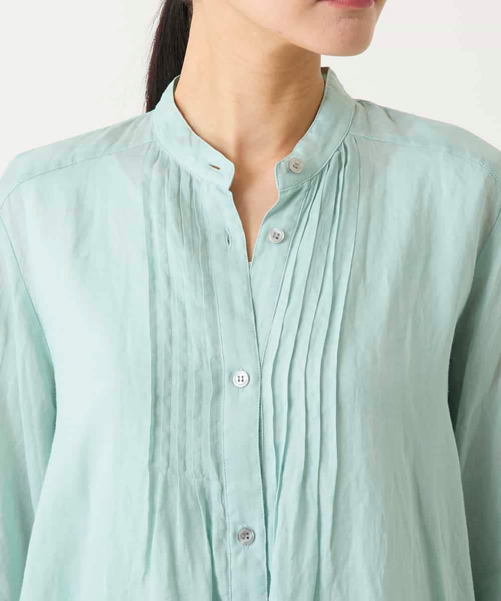 RBBFD47210 HIROKO BIS(ヒロコ ビス) ピンタックフレア麻ブラウス グリーン