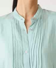 RBBFD47210 HIROKO BIS(ヒロコ ビス) ピンタックフレア麻ブラウス グリーン