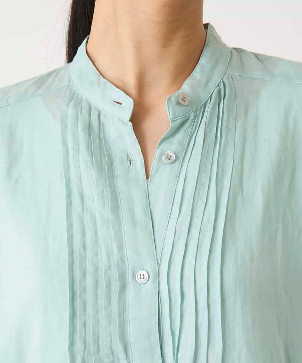 RBBFD47210 HIROKO BIS(ヒロコ ビス) ピンタックフレア麻ブラウス グリーン