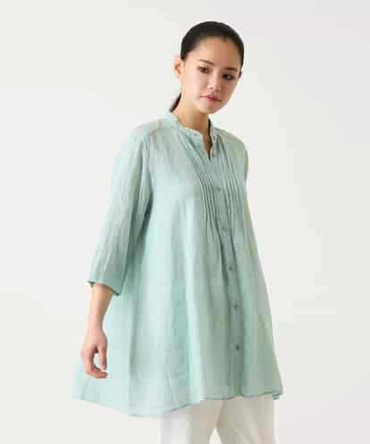 RBBFD47210 HIROKO BIS ピンタックフレア麻ブラウス