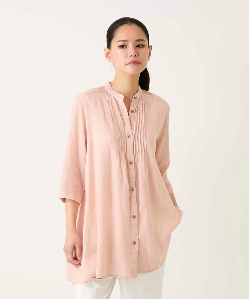 RBBFD47210 HIROKO BIS(ヒロコ ビス) ピンタックフレア麻ブラウス グリーン