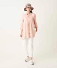 RBBFD47210 HIROKO BIS(ヒロコ ビス) ピンタックフレア麻ブラウス グリーン