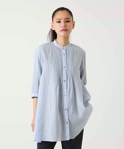 RBBFD47210 HIROKO BIS ピンタックフレア麻ブラウス