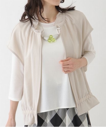 RBBFT01290 HIROKO BIS 【洗濯機で洗える】ヴィンテージツイルフリルカラーショートジレ