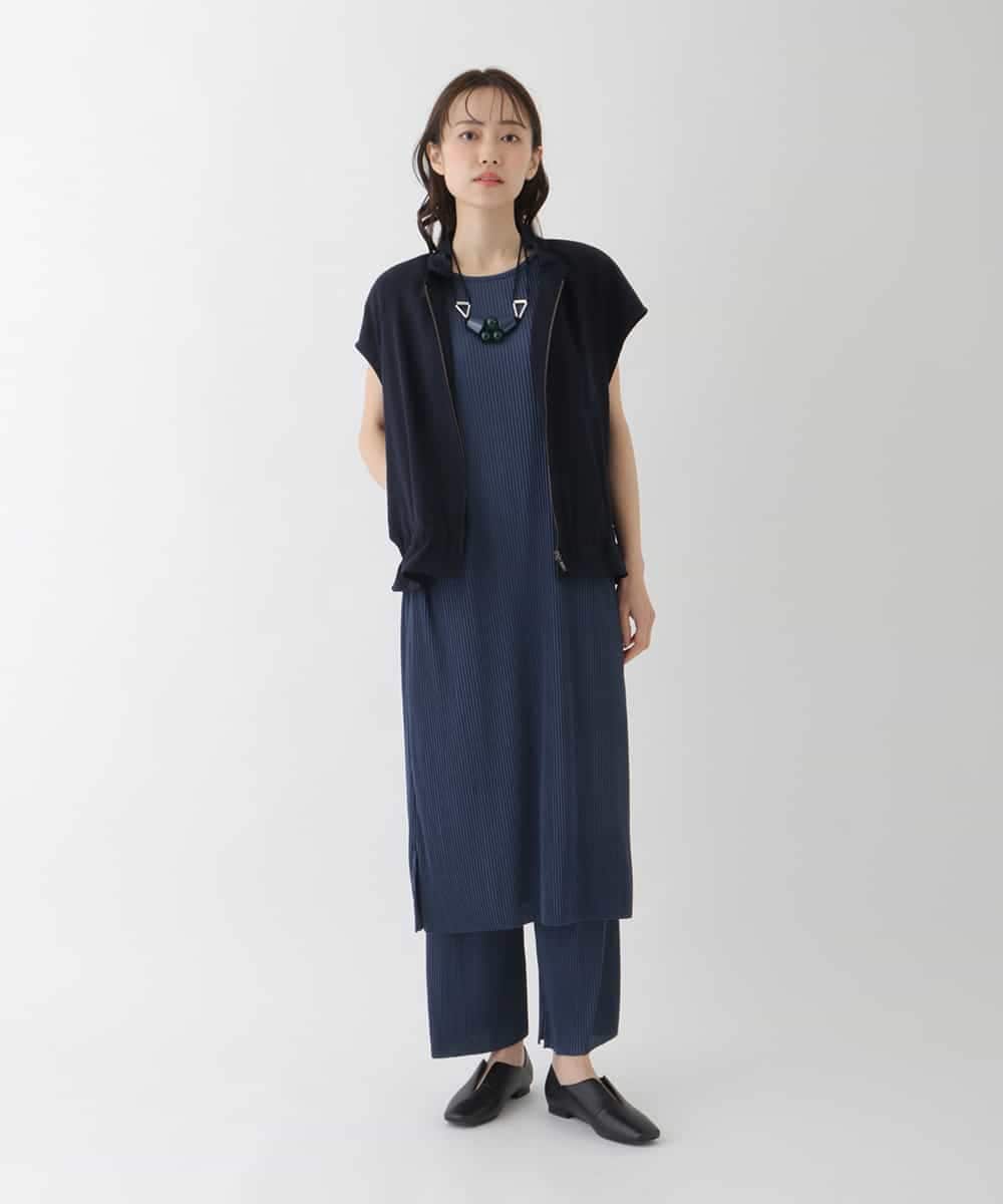 RBBFT01290 HIROKO BIS(ヒロコ ビス) 【洗濯機で洗える】ヴィンテージツイルフリルカラーショートジレ ネイビー