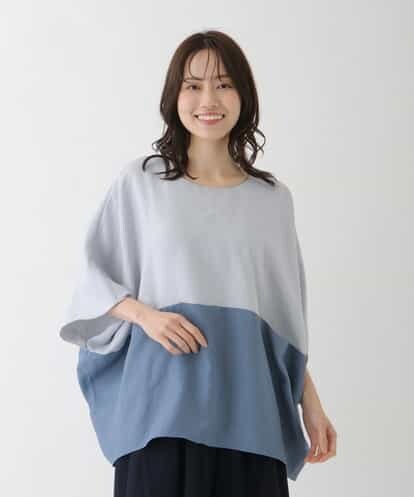 RBBFT11260  【洗える】ラウンドシルエット配色デザインブラウス