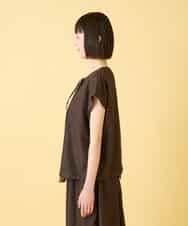 RBBGE11260 HIROKO BIS(ヒロコ ビス) 【先行予約】カラーブロックデザインブラウス ブラウン