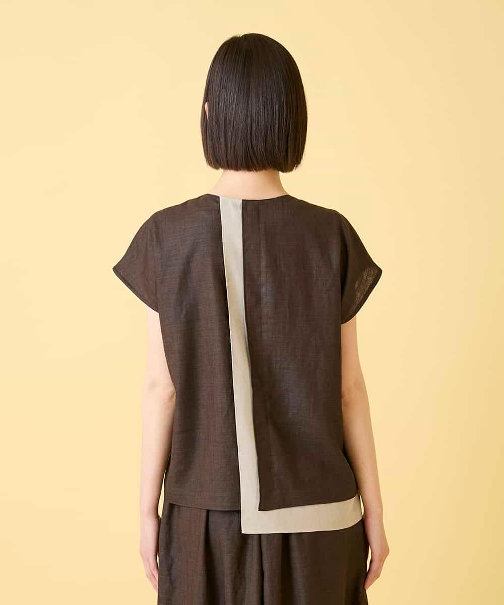 RBBGE11260 HIROKO BIS(ヒロコ ビス) 【先行予約】カラーブロックデザインブラウス ブラウン
