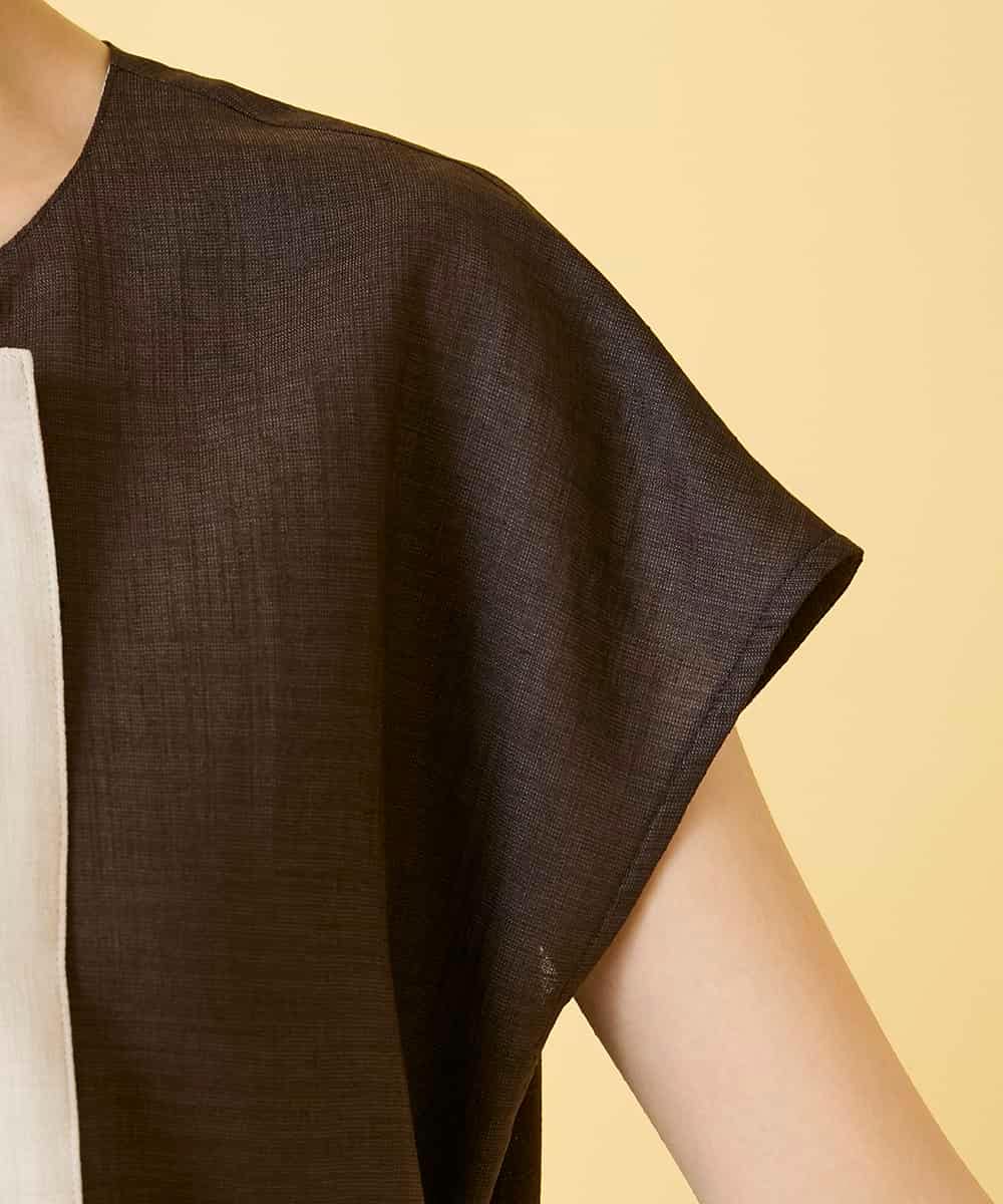 RBBGE11260 HIROKO BIS(ヒロコ ビス) 【先行予約】カラーブロックデザインブラウス ブラウン