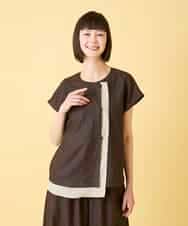 RBBGE11260 HIROKO BIS(ヒロコ ビス) 【先行予約】カラーブロックデザインブラウス ブラウン