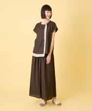 RBBGE11260 HIROKO BIS(ヒロコ ビス) 【先行予約】カラーブロックデザインブラウス ブラウン