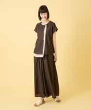 RBBGE11260 HIROKO BIS(ヒロコ ビス) 【先行予約】カラーブロックデザインブラウス ブラウン