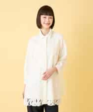 RBBGE21360 HIROKO BIS(ヒロコ ビス) 【先行予約】フラワー刺繍コットンロングシャツ ホワイト