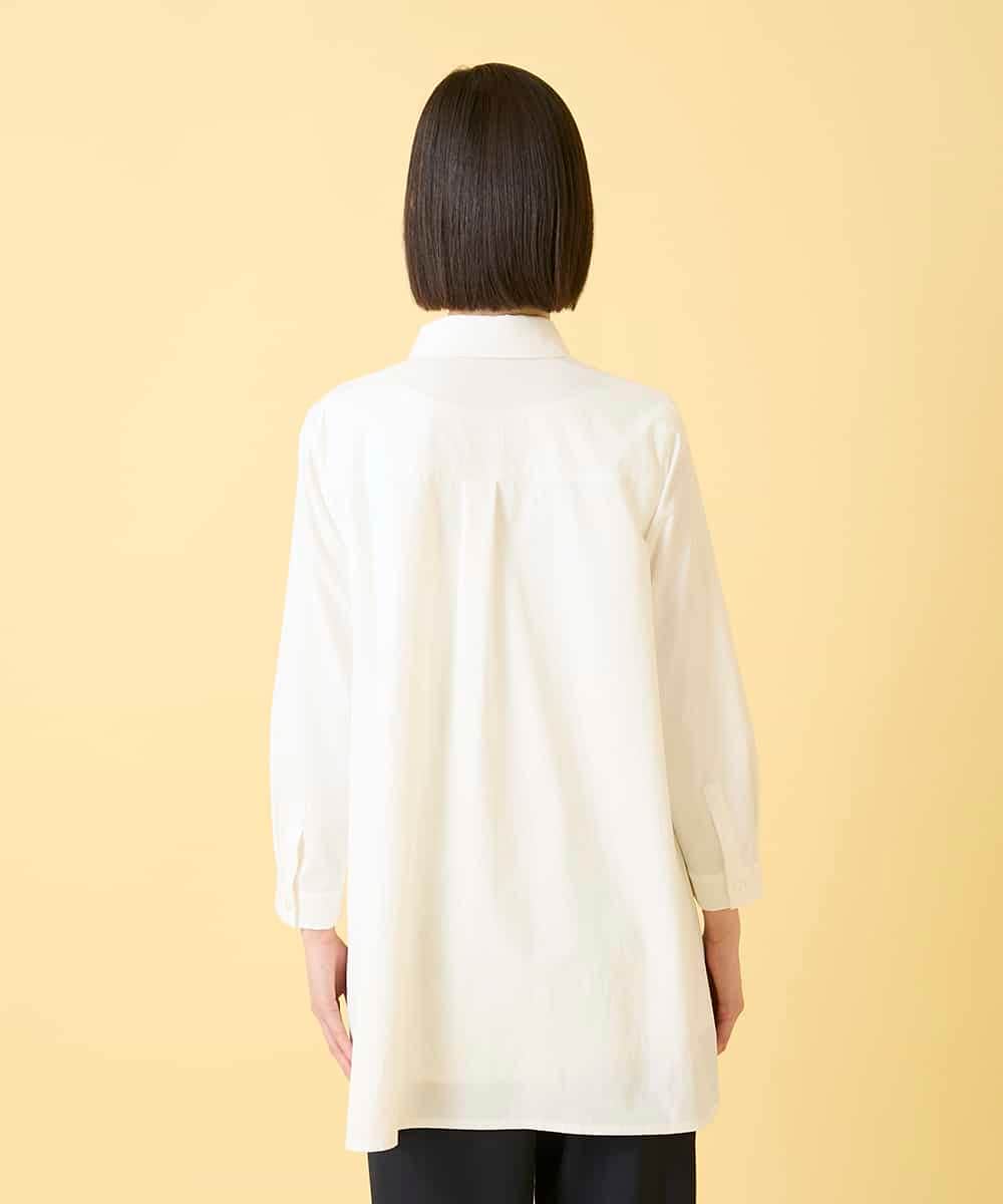 RBBGE21360 HIROKO BIS(ヒロコ ビス) 【先行予約】フラワー刺繍コットンロングシャツ ホワイト