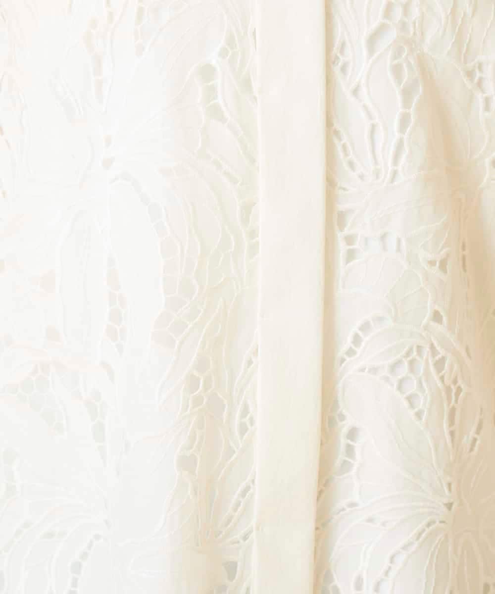 RBBGE21360 HIROKO BIS(ヒロコ ビス) 【先行予約】フラワー刺繍コットンロングシャツ ホワイト