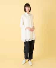 RBBGE21360 HIROKO BIS(ヒロコ ビス) 【先行予約】フラワー刺繍コットンロングシャツ ホワイト