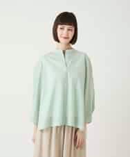 RBBGE28260 HIROKO BIS(ヒロコ ビス) ストライプリネンタッチブラウス グリーン