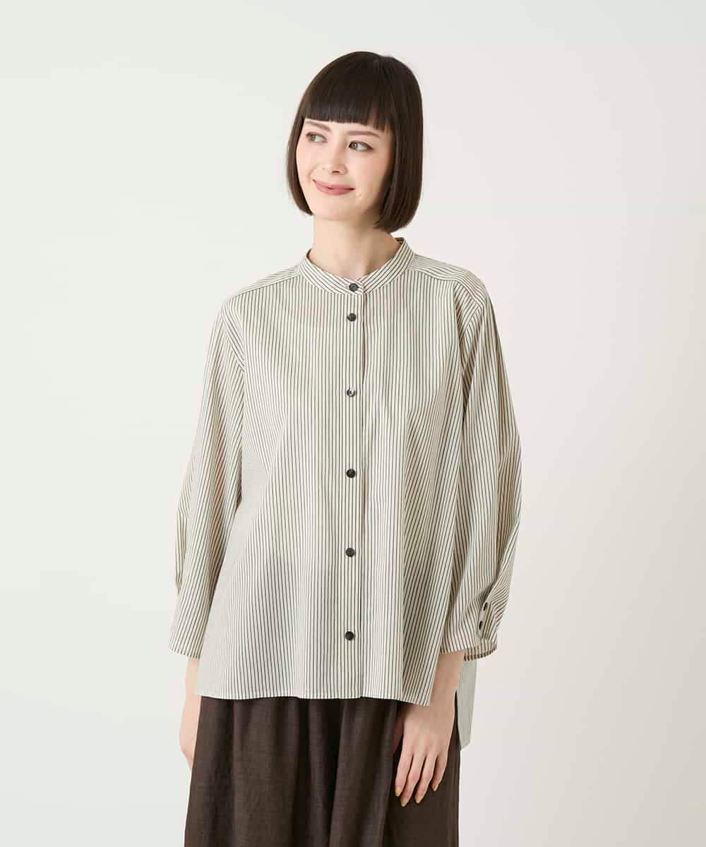 RBBGE28260 HIROKO BIS(ヒロコ ビス) ストライプリネンタッチブラウス ベージュ