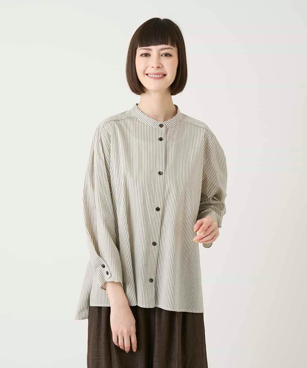 RBBGE28260 HIROKO BIS(ヒロコ ビス) ストライプリネンタッチブラウス ベージュ