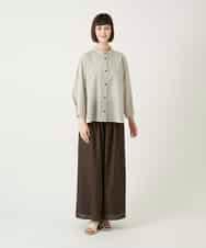 RBBGE28260 HIROKO BIS(ヒロコ ビス) ストライプリネンタッチブラウス ベージュ