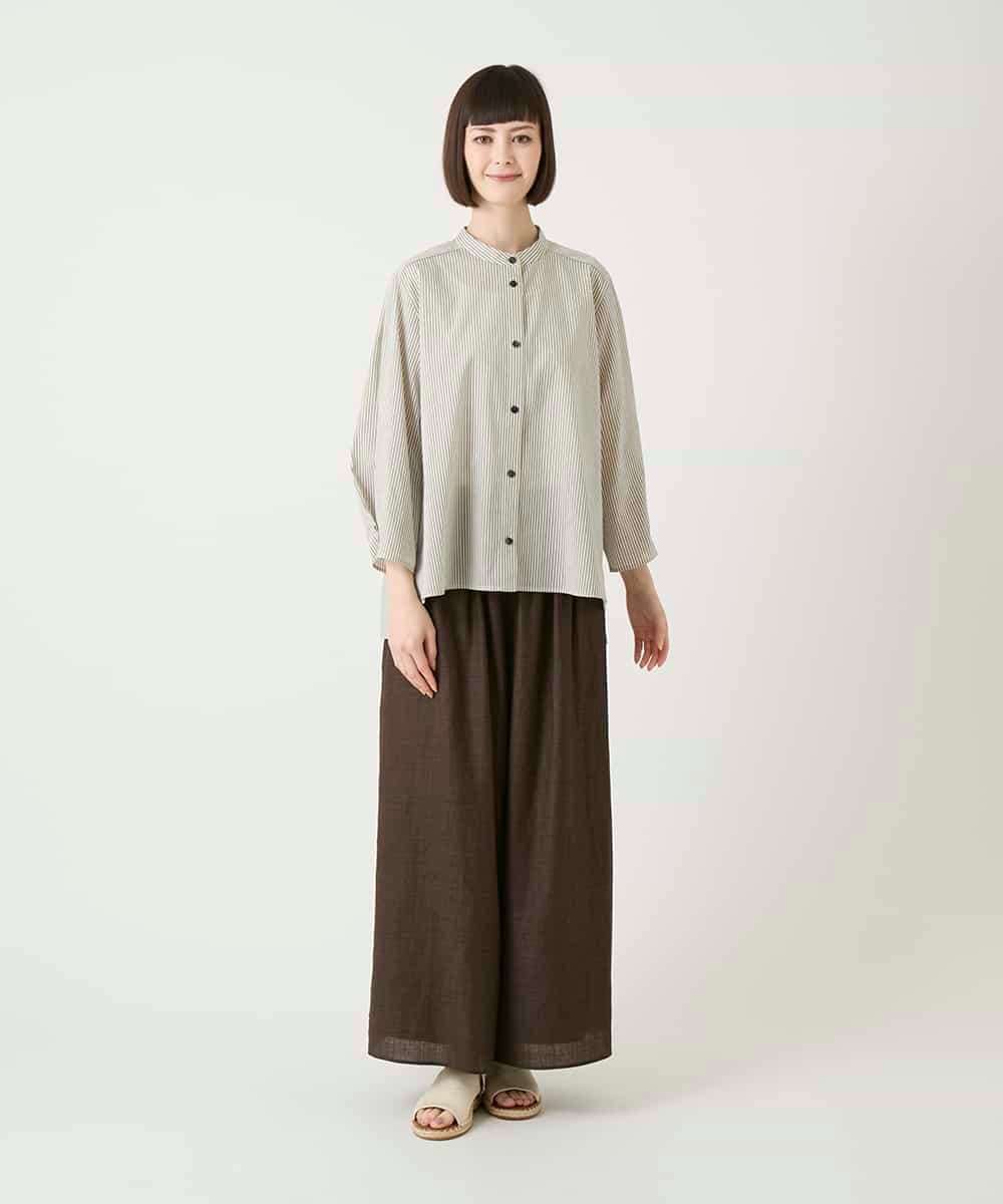 RBBGE28260 HIROKO BIS(ヒロコ ビス) ストライプリネンタッチブラウス ベージュ