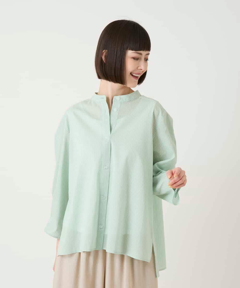 RBBGE28260 HIROKO BIS(ヒロコ ビス) ストライプリネンタッチブラウス ベージュ