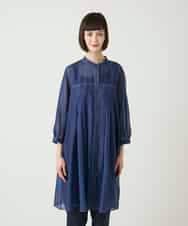 RBBGE30240 HIROKO BIS(ヒロコ ビス) サテンデニムタックフレアチュニック ネイビー