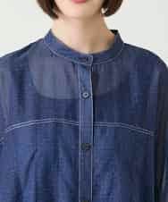 RBBGE30240 HIROKO BIS(ヒロコ ビス) サテンデニムタックフレアチュニック ネイビー