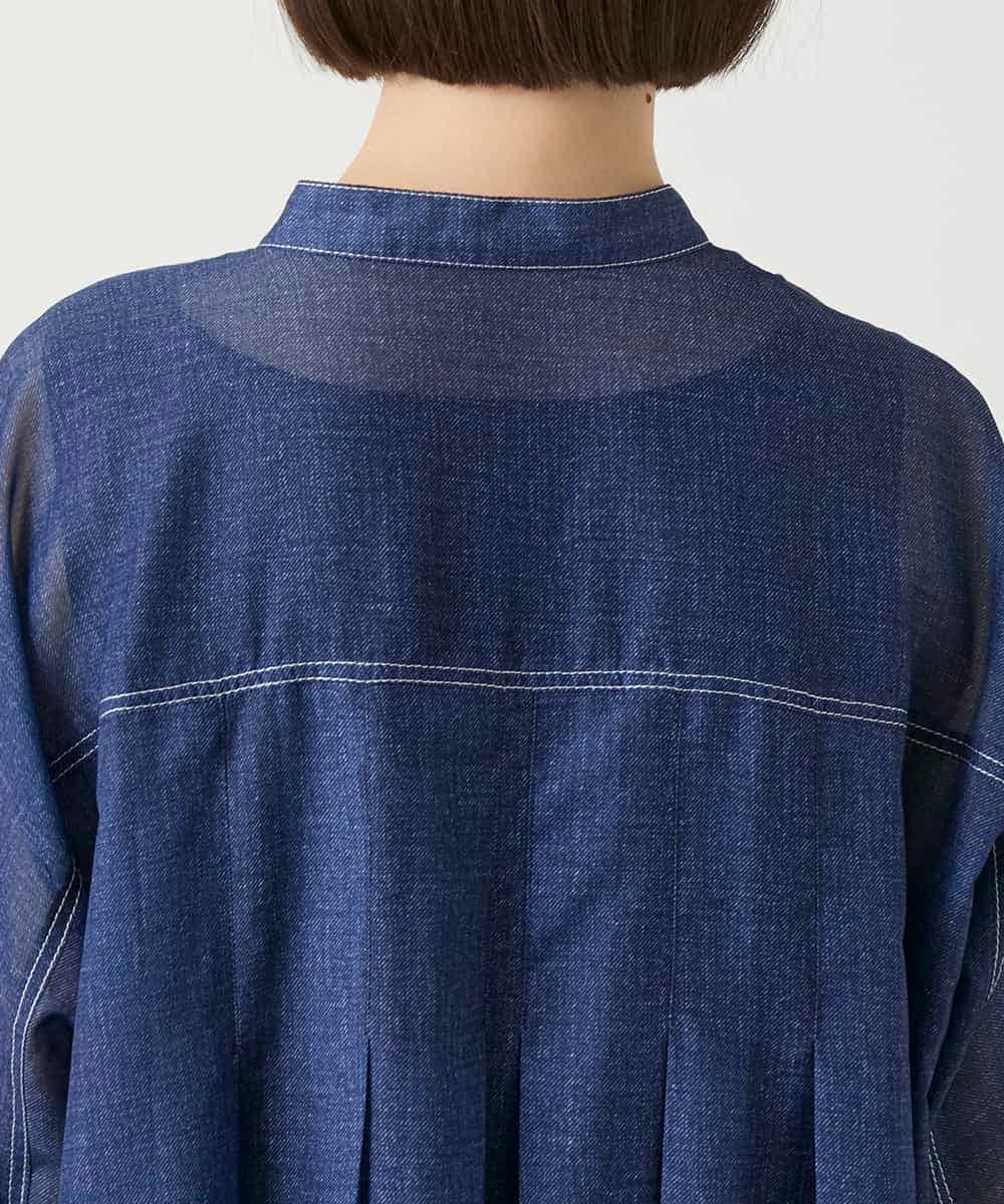 RBBGE30240 HIROKO BIS(ヒロコ ビス) サテンデニムタックフレアチュニック ネイビー