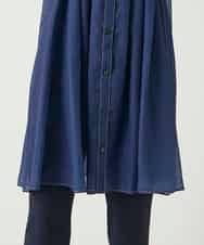 RBBGE30240 HIROKO BIS(ヒロコ ビス) サテンデニムタックフレアチュニック ネイビー