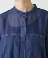 RBBGE30240 HIROKO BIS(ヒロコ ビス) サテンデニムタックフレアチュニック ネイビー