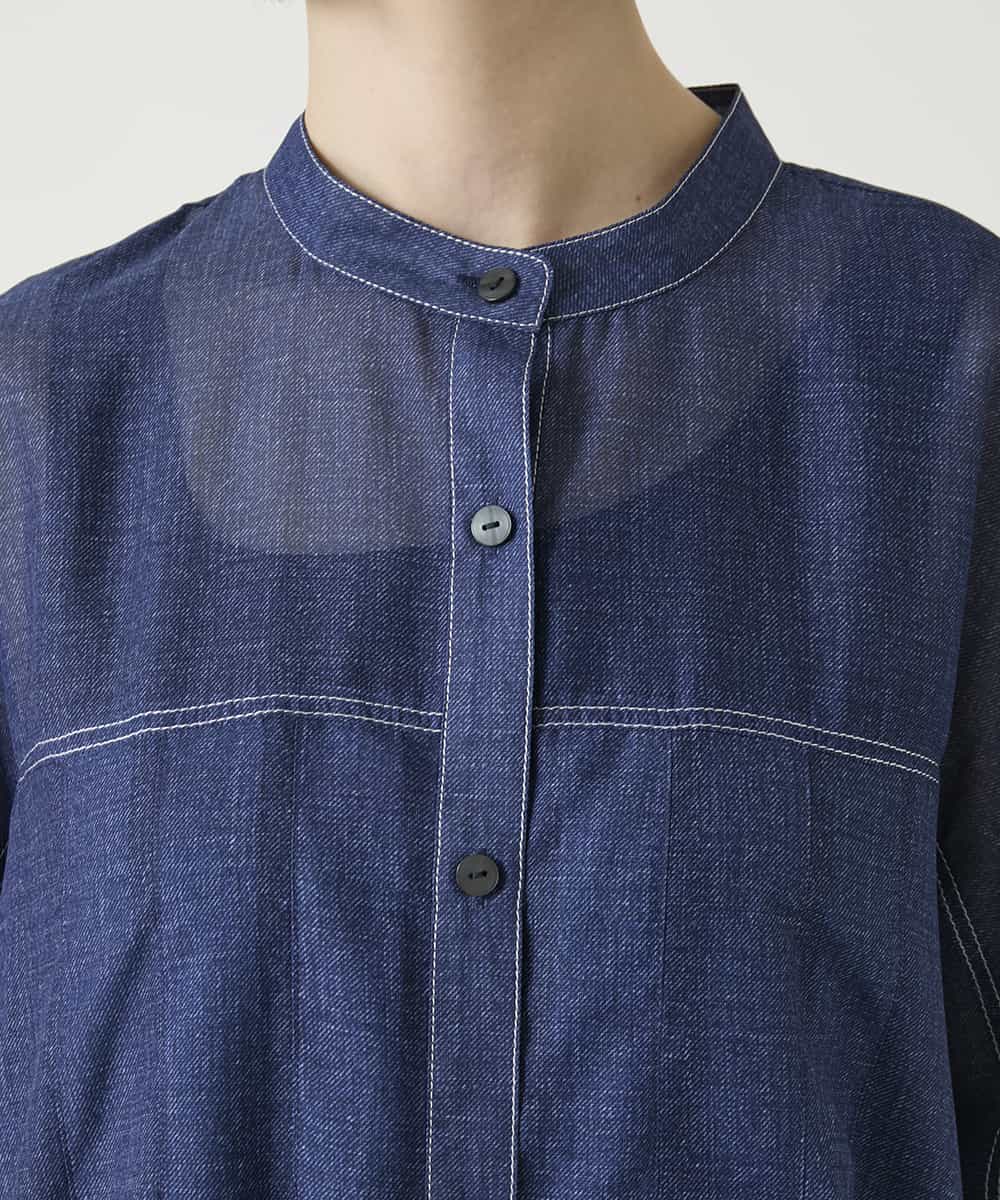 RBBGE30240 HIROKO BIS(ヒロコ ビス) サテンデニムタックフレアチュニック ネイビー