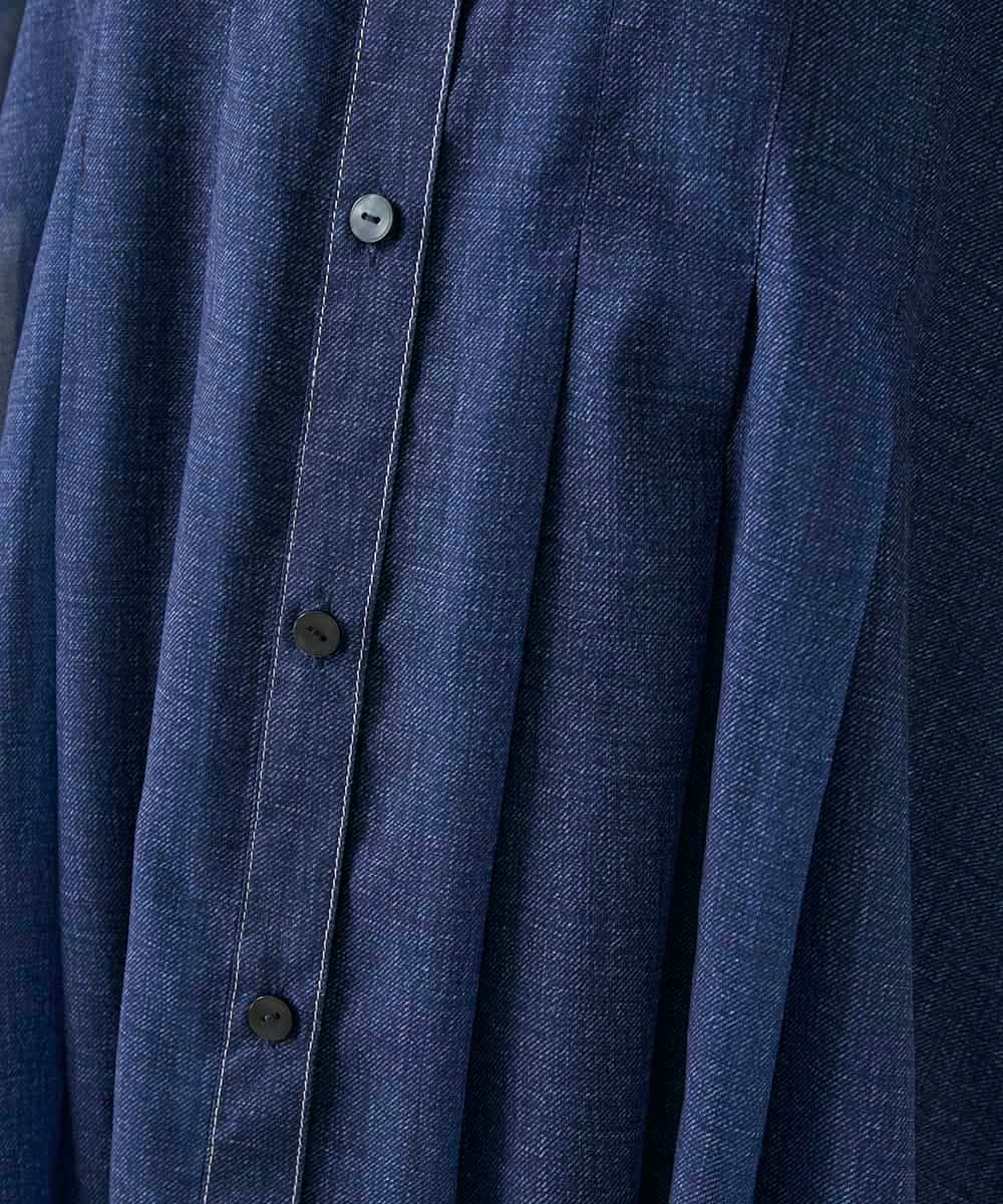 RBBGE30240 HIROKO BIS(ヒロコ ビス) サテンデニムタックフレアチュニック ネイビー