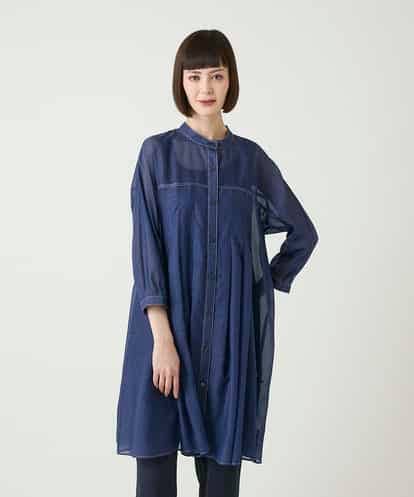 RBBGE30240 HIROKO BIS サテンデニムタックフレアチュニック