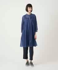 RBBGE30240 HIROKO BIS(ヒロコ ビス) サテンデニムタックフレアチュニック ネイビー