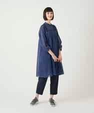 RBBGE30240 HIROKO BIS(ヒロコ ビス) サテンデニムタックフレアチュニック ネイビー