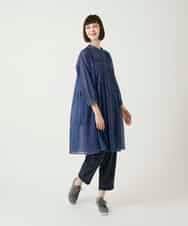 RBBGE30240 HIROKO BIS(ヒロコ ビス) サテンデニムタックフレアチュニック ネイビー