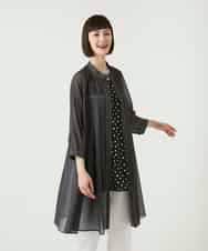 RBBGE30240 HIROKO BIS(ヒロコ ビス) サテンデニムタックフレアチュニック ネイビー