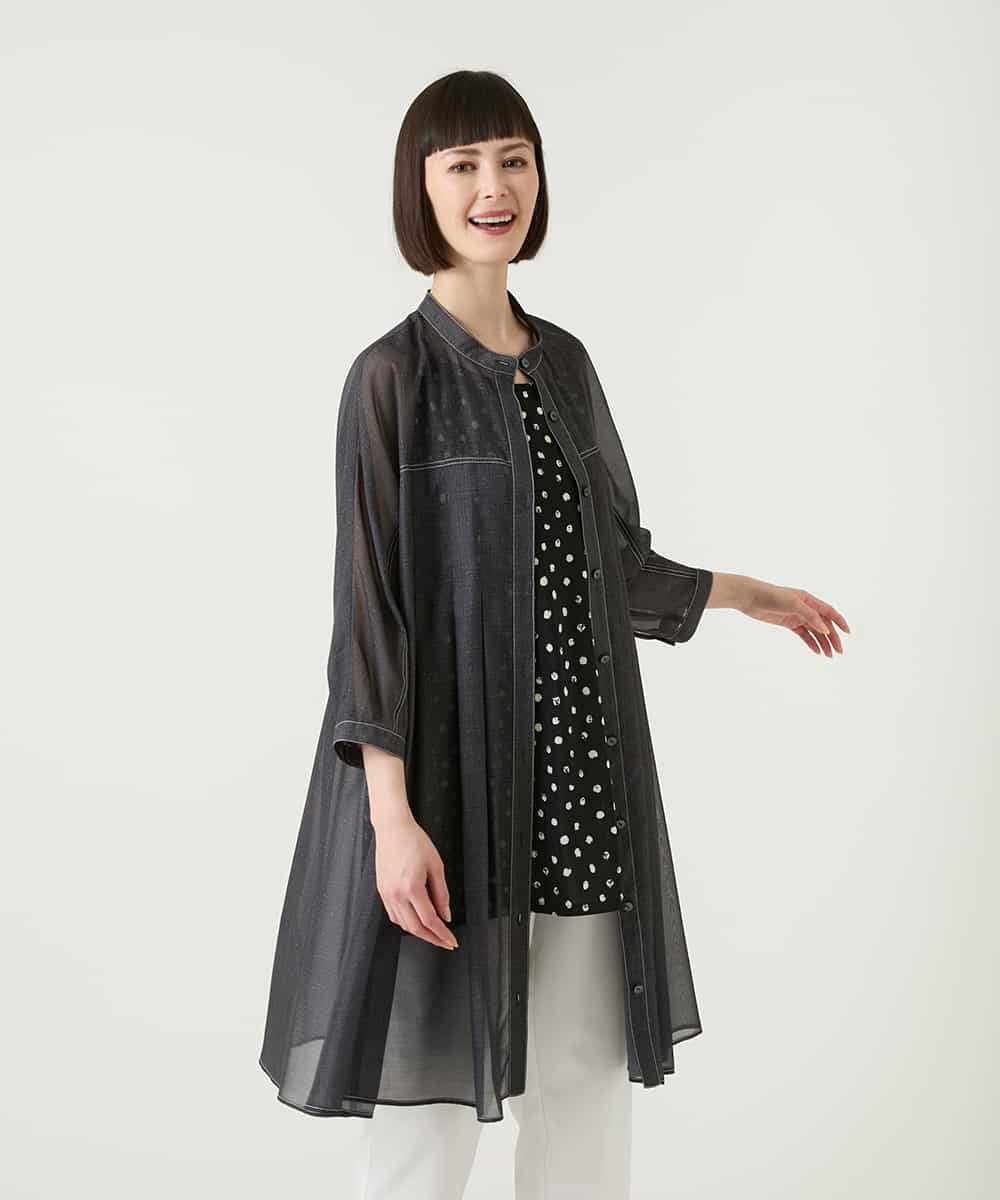 RBBGE30240 HIROKO BIS(ヒロコ ビス) サテンデニムタックフレアチュニック ネイビー