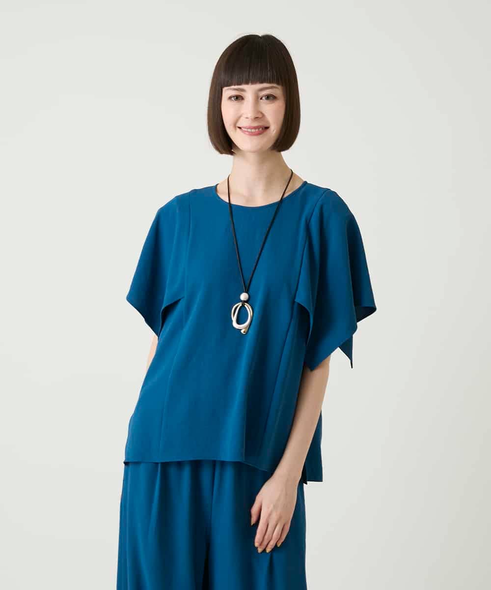 RBBGE51210 HIROKO BIS(ヒロコ ビス) 【接触冷感/UVカット/速乾】ハンカチーフヘムファンクションブラウス ブルー