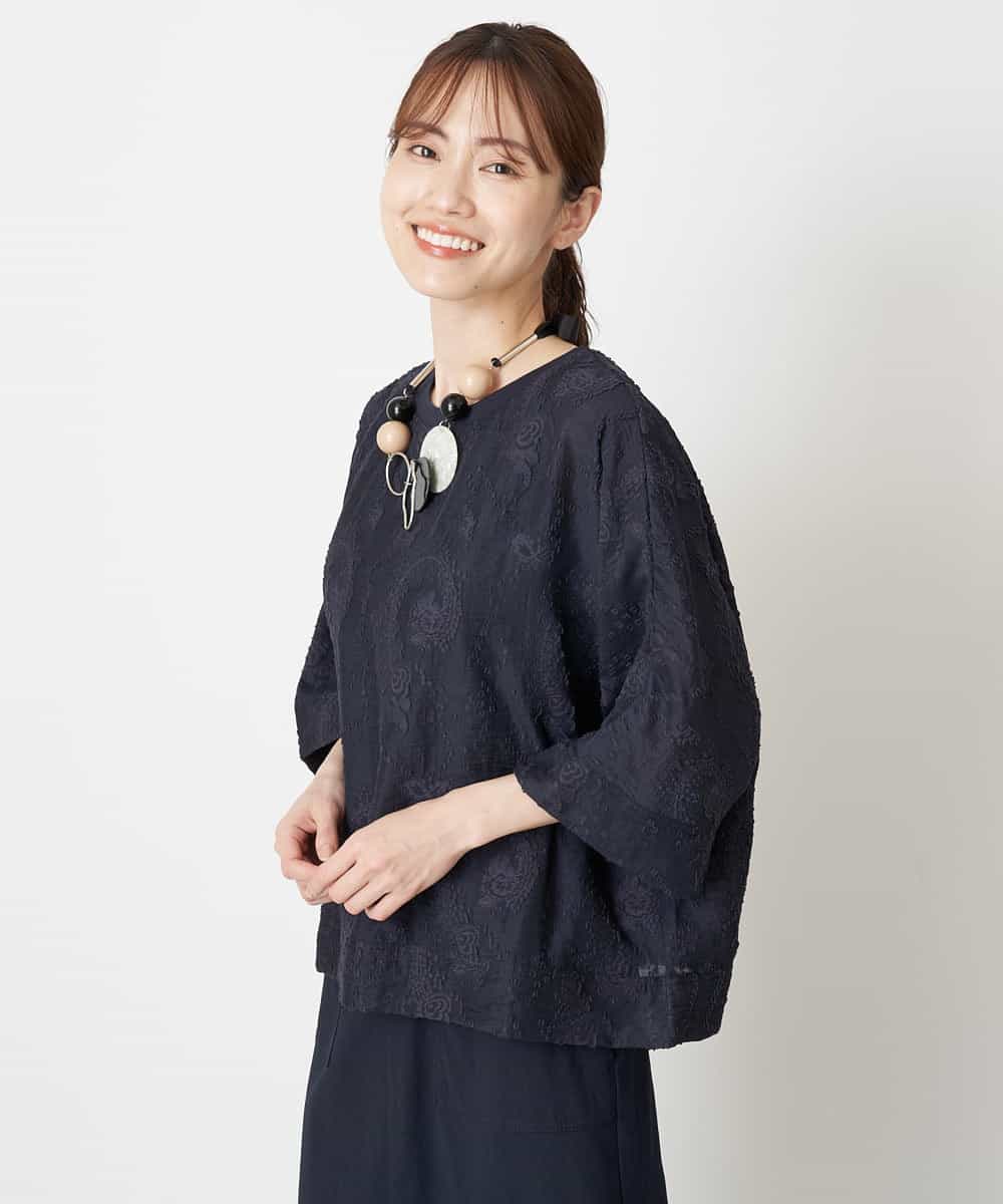 RBBGS15230 HIROKO BIS(ヒロコ ビス) 【洗える】インナー付きワイドシルエットプルオーバー ネイビー