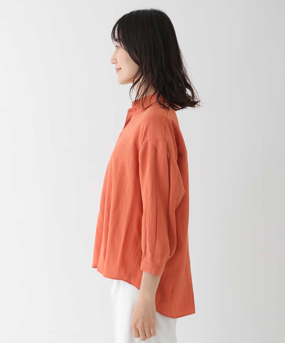 RBBGT01240 HIROKO BIS(ヒロコ ビス) 【洗濯機で洗える】ドライタッチタックデザインシャツ オレンジ