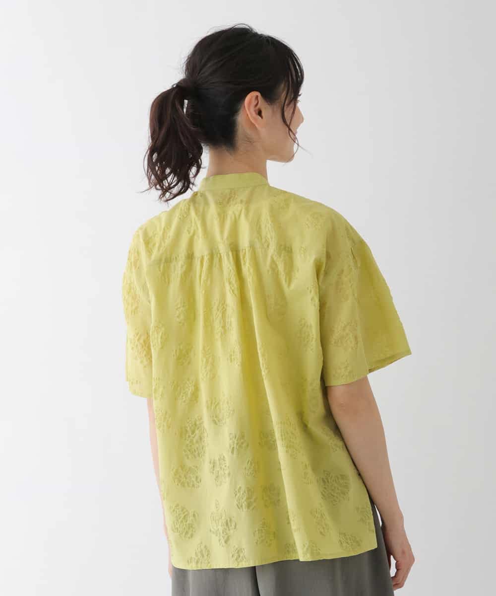 RBBGT05270 HIROKO BIS(ヒロコ ビス) 【洗える】塩縮加工デザインコットンブラウス イエロー