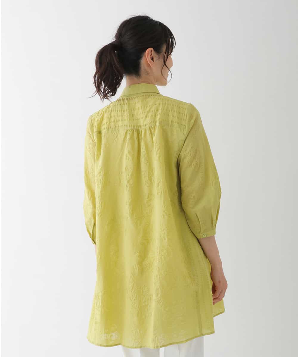 RBBGT06280 HIROKO BIS(ヒロコ ビス) 【洗える】塩縮加工Aラインチュニックブラウス イエロー