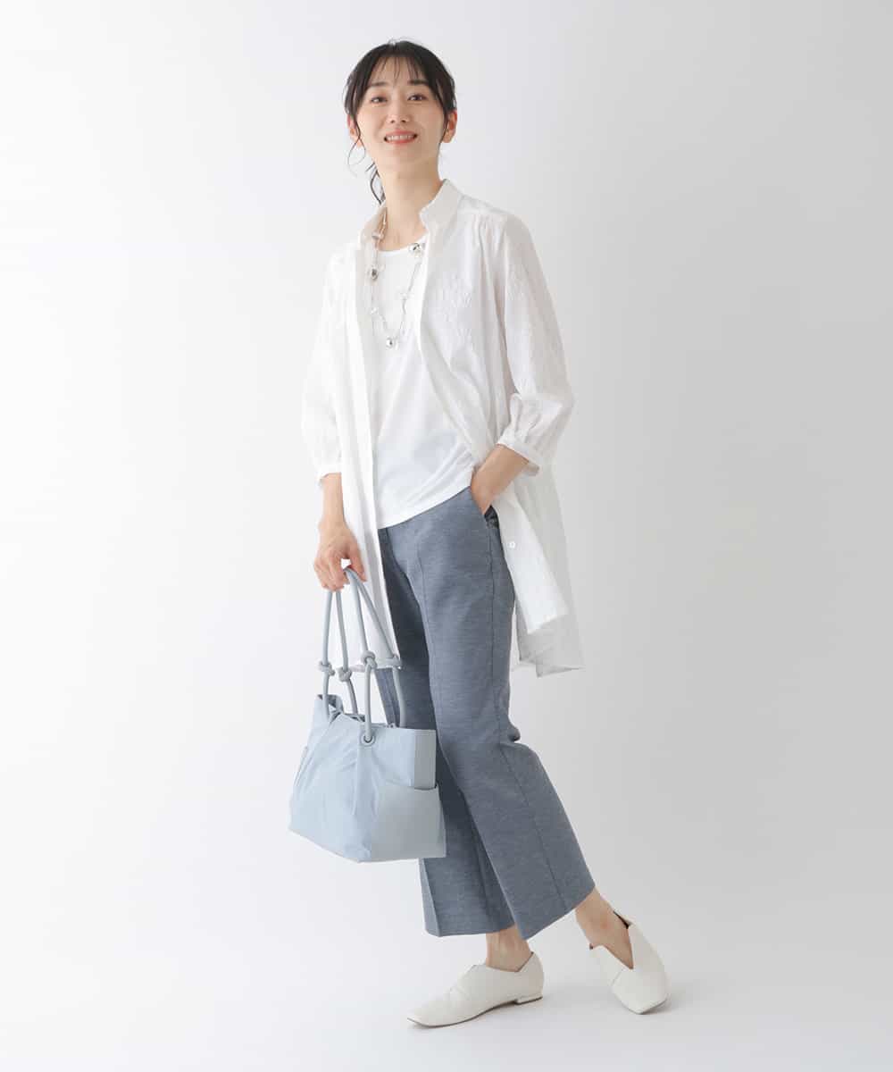 RBBGT06280 HIROKO BIS(ヒロコ ビス) 【洗える】塩縮加工Aラインチュニックブラウス ホワイト