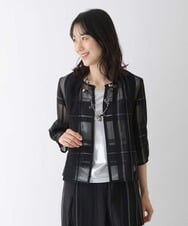 RBBGT11330 HIROKO BIS(ヒロコ ビス) チェックジャカードシアージャケット ブラック