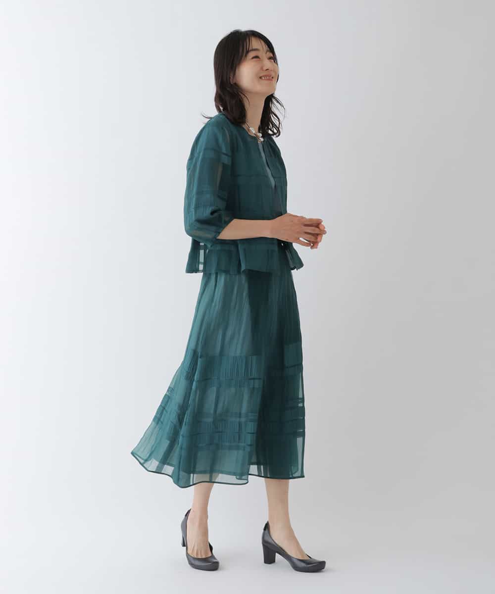 RBBGT11330 HIROKO BIS(ヒロコ ビス) チェックジャカードシアージャケット グリーン