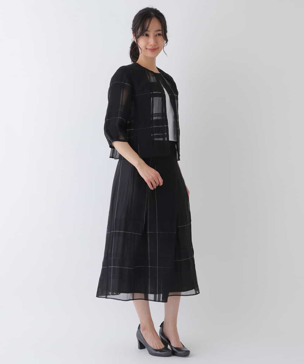 RBBGT11330 HIROKO BIS(ヒロコ ビス) チェックジャカードシアージャケット ブラック